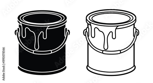 Two paint cans one light and one dark in stark silhouette