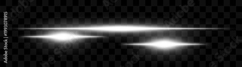 Abstract light streak. Horizontal glow bands with soft blur edges, layered lines forming elongated flare across center, smooth gradient intensity with diffused edges on transparent background