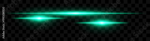 Abstract light flare composition. Multiple horizontal beams with bright focal points, separated streak segments creating layered composition, soft halos with diffused glow on transparent background