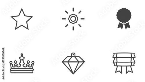 Icons of Achievement: A collection of simple yet elegant icons, representing various symbols of achievement and recognition, each with its own unique design.