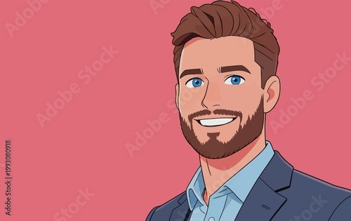 Stylish Bearded Businessman Illustration Very good content.