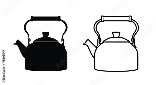 Two teapots one filled and one outlined a striking silhouette
