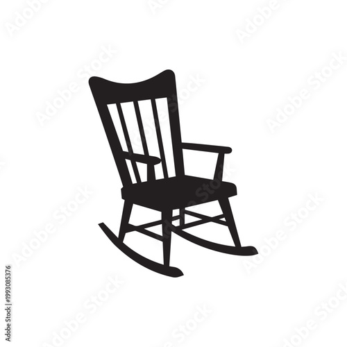 Silhouette of a classic rocking chair icon on transparent background
