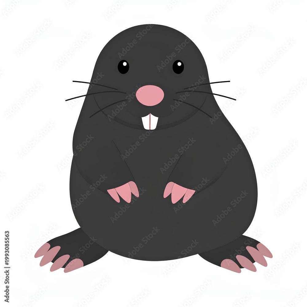 Fototapeta premium cute cartoon mole character illustration standing on a small patch of dirt isolated on white