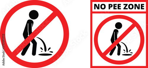 No Pee Zone Prohibition Sign Vector Illustration ? Public Urination Not Allowed Symbol for Hygiene Awareness