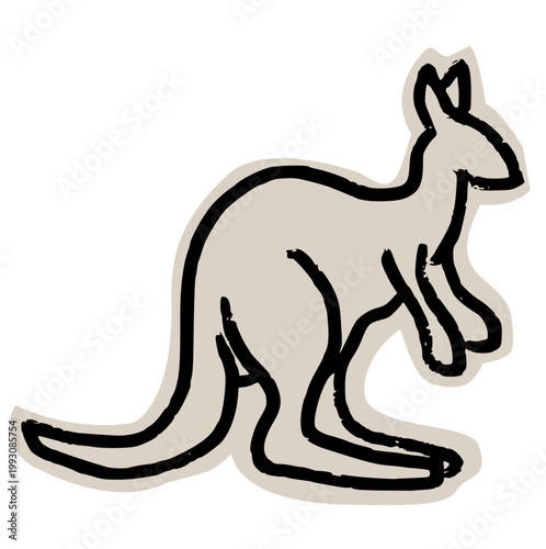 kangaroo scrapbook collage style, wallaby marsupial, australian wildlife, outback animal, joey silhouette, jumping creature, desert fauna, aesthetic junk journal torn paper cutout