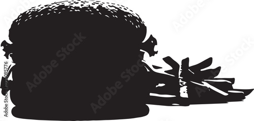 Black silhouette of a hamburger with lettuce and tomato food black and white de