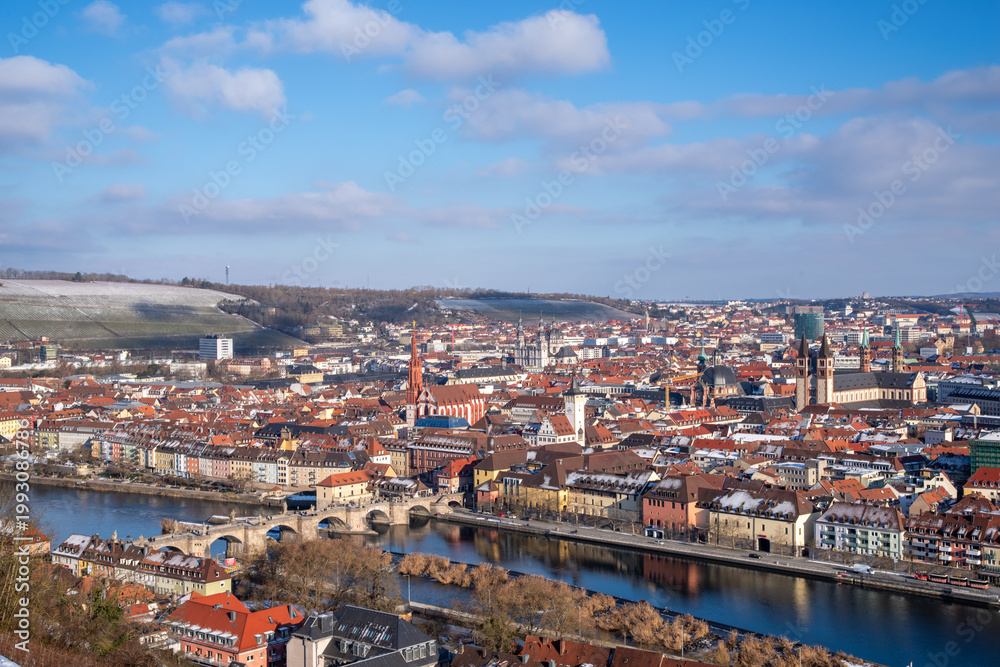 Obraz premium Würzburg cityscape along Main River in Bavaria, Germany
