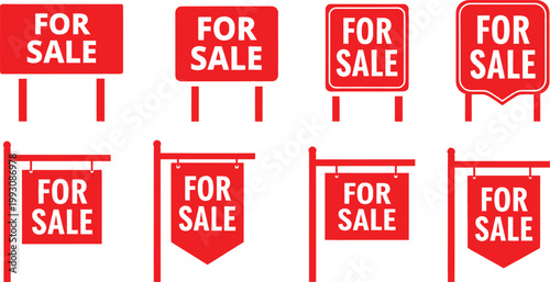 Multiple 'for sale' signs real estate marketing and property advertisement