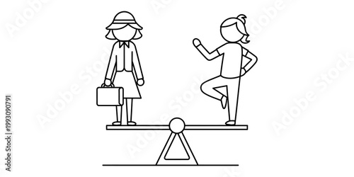 A minimalist line art illustration depicts a mother tenderly holding her baby, capturing a moment of love and connection. Vector, illustration