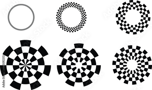 Checkerboard pattern variations for visual perception testing and optical illusion research supporting neuroscience studies, cognitive experiments, calibration tasks and abstract design use