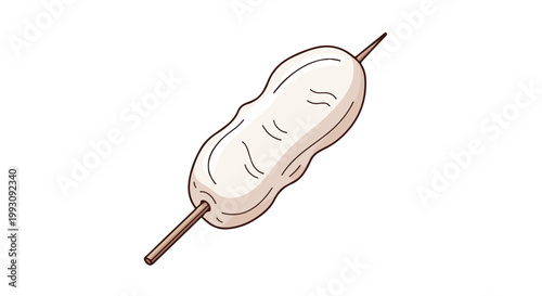 Illustration of a single white rice cake skewer snack.