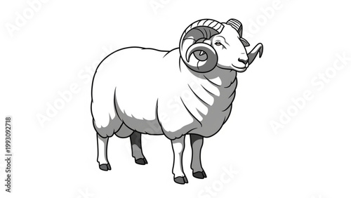 Merino ram sheep vector illustration isolated on white background