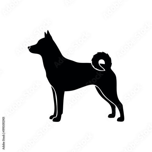 Dog laika silhouette vector flat design isolated on white background.