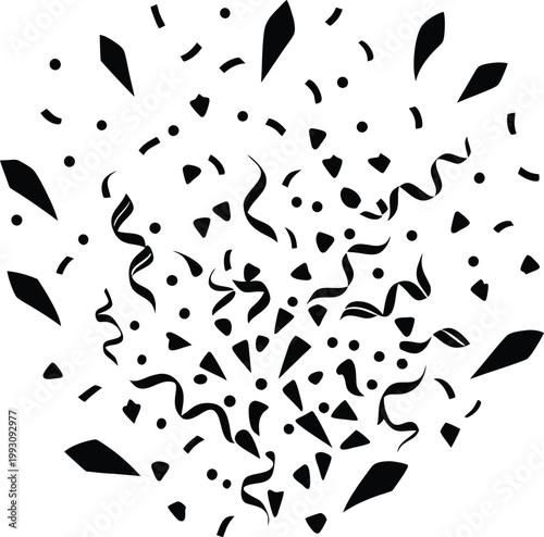 Dynamic explosion of confetti and streamers bursting outwards in a festive display