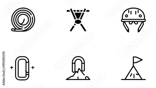 Adventure Essentials: A collection of essential climbing and mountaineering equipment, meticulously displayed, ready for the next summit. 