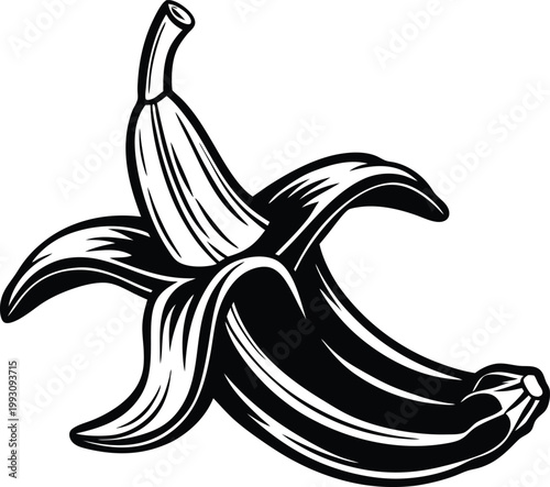 Delicious Tropical Banana with Peel Opened Showing the Sweet Edible Fruit Inside