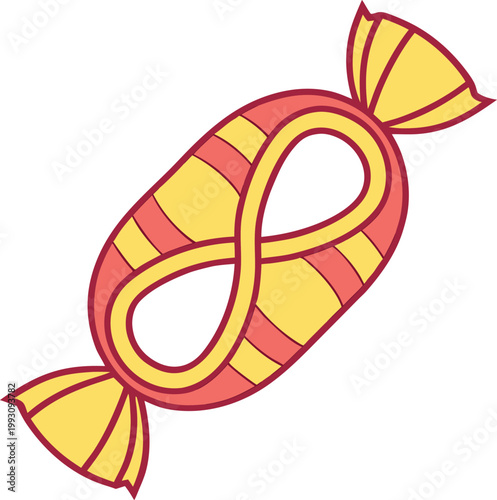 Delicious wrapped candy with an infinity symbol design suggests sweet never ending delight
