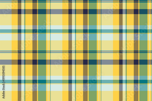 Panjabi vector plaid seamless, punk pattern fabric textile. School check background texture tartan in amber and yellow colors.