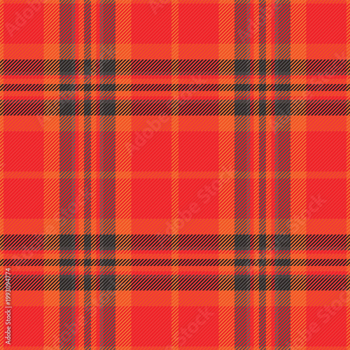Africa tartan vector seamless, deep check texture plaid. Podium textile background pattern fabric in red and orange colors.