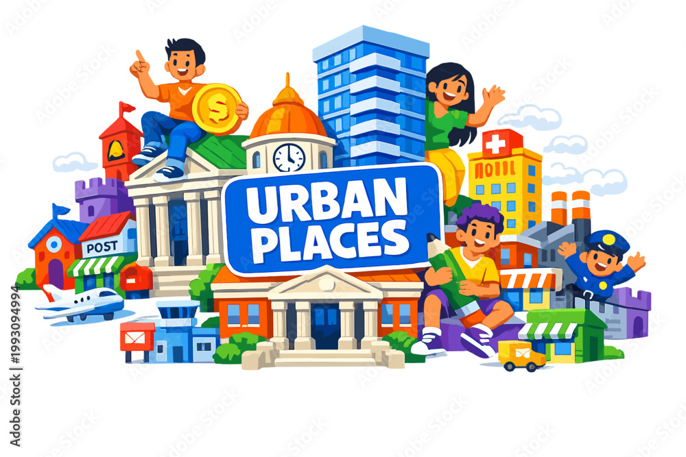 Naklejka premium City Life Illustration
