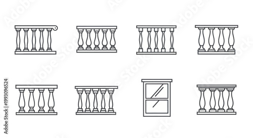Detailed architectural railing designs collection.