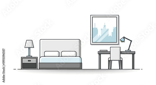 Furniture includes bed and desk.