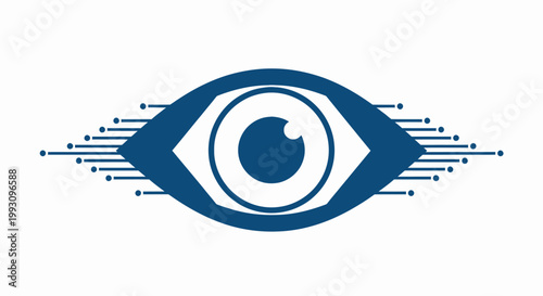 Digital eye with lines and dots.