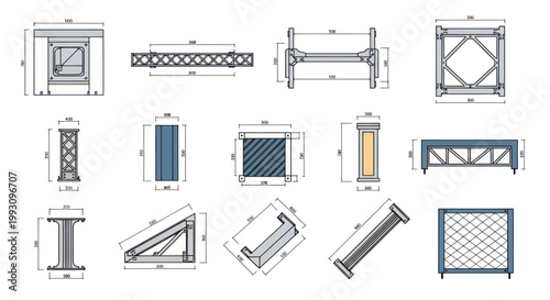 Various metal fence and railing designs.