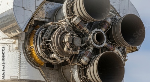 Detailed Close-Up of a Rocket Engines Powerful Nozzles.