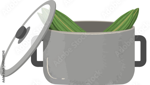 Bamboo leaves in pot