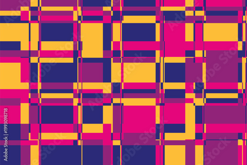 Broken grid texture with glitch interference and scratched stripes. The distressed overlay enhances the rugged look.