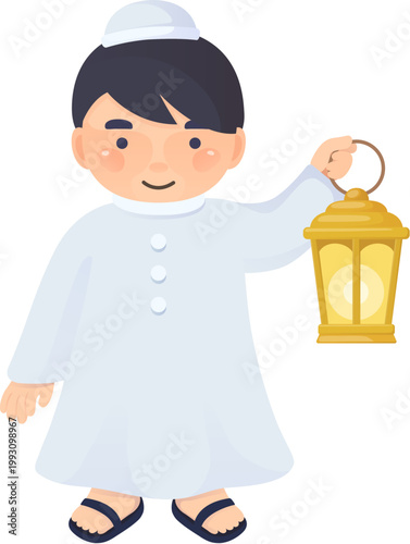 Arabic Boy Holding a Lantern