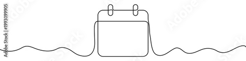 Illustration of a tear-off calendar, made in one continuous line. Minimalistic drawing of a date, planning, or time symbol in the style of one line art. Vector illustration.