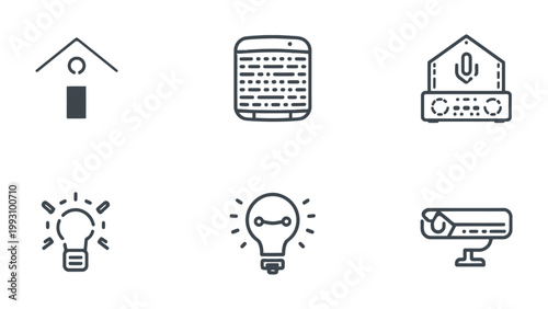 Smart Home Icon Set: A comprehensive collection of modern icons, symbolizing the interconnectedness of a futuristic smart home. 