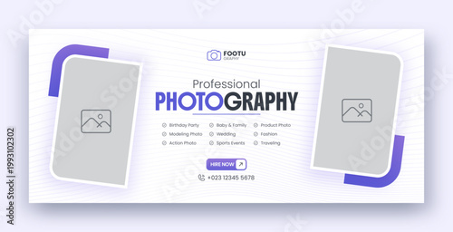 Digital photography services facebook cover or web banner template
