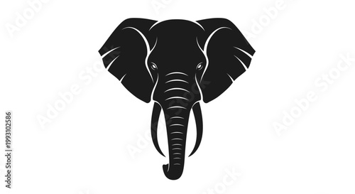 Bild auf Leinwand Black elephant head silhouette on a white background