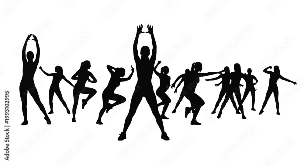 Obraz premium Silhouettes of people dancing in various poses