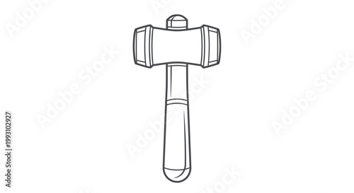 Line Art Illustration of a Judicial Gavel