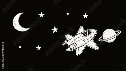 Space shuttle in cosmic scene