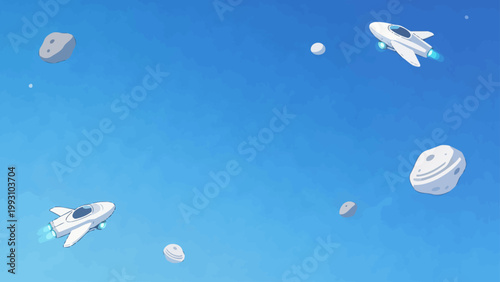 Space rockets and asteroids