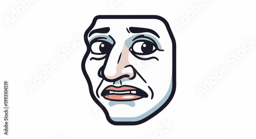 Distorted face with wide eyes and open mouth, conveying surprise or shock