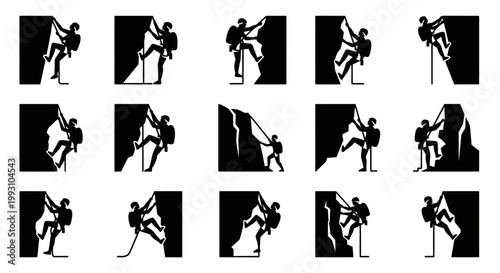 Climber icons set