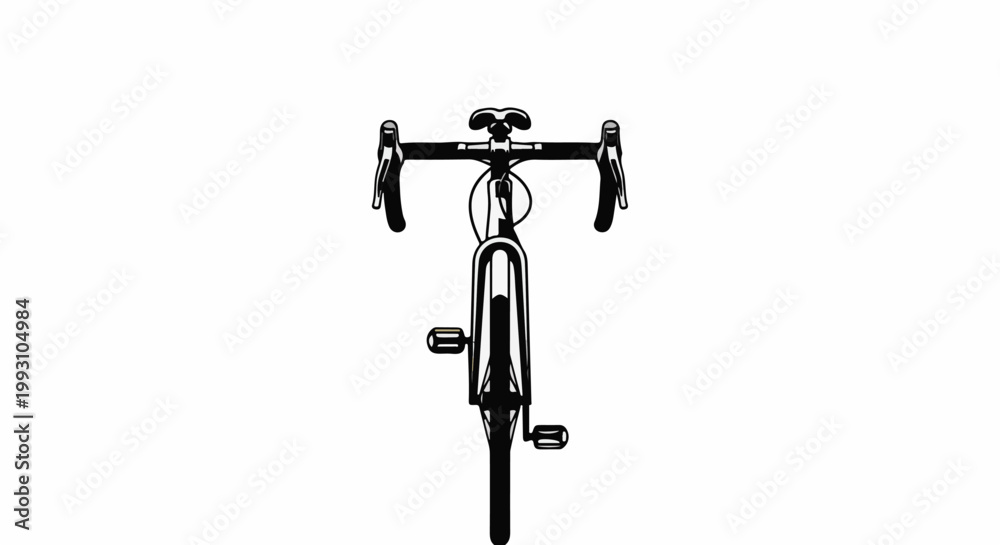 Naklejka premium Top view of a black and white racing bicycle's front end