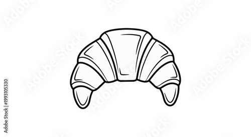 Stylized outline drawing of a single, crescent-shaped baked pastry