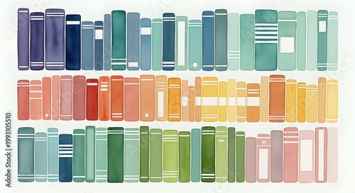 Colorful abstract book spines display organized knowledge in a bright library setting for educational lifestyle design