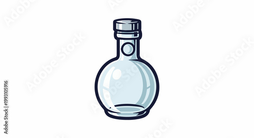 Stylized empty glass bottle with a silver screw-top lid