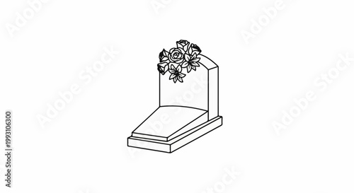 Stone monument with carved flowers