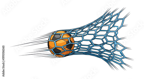 Canvastavla Soccer ball passing through a goal net with motion lines.