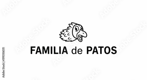 Cartoon bird head above the text "FAMILIA de PATOS